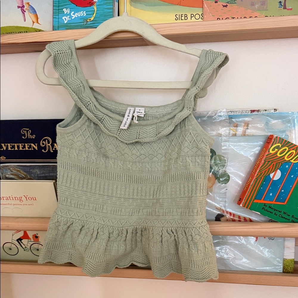 Janie and Jack Sage Green Knitted Blouse